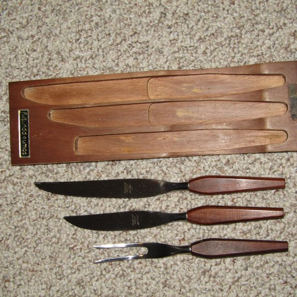 VINTAGE MCM Washington Forge Town & Country 3-Pc CARVING SET - Fleetwood Handles - Picture 8 of 10